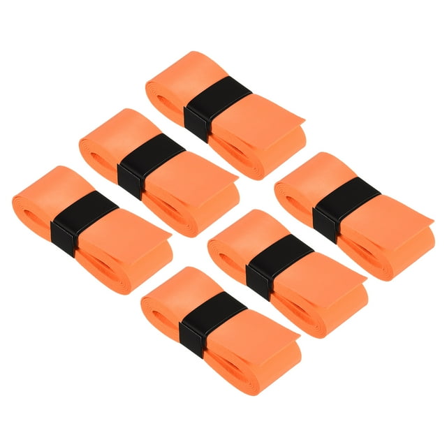 Unique Bargains 43.3' Absorb Sweat Non-Slip PU Tennis Racket Overgrip Tape Wraps Orange 6 Pack