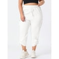thumbnail image 2 of DARING DIVA Women's Plus Drawstring Elastic Waist Cargo Pants with Pocket 1X White, 2 of 6