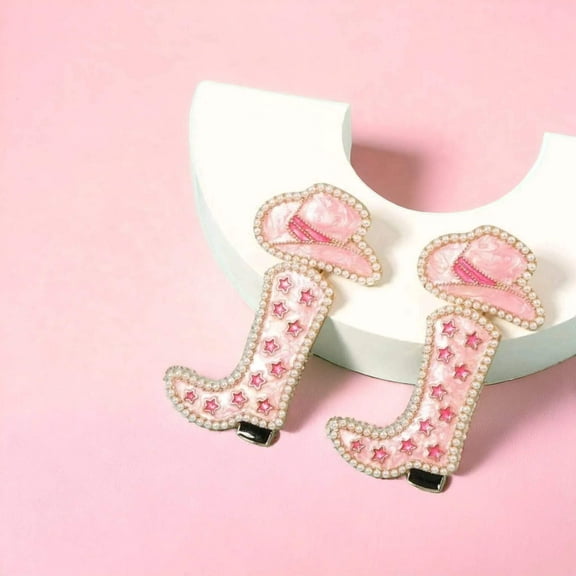 Pink Night Boot Earrings