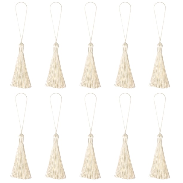 Marcapáginas Borlas 20uds 6.5' Sedoso Suave Beige Unique Bargains
