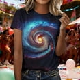 thumbnail image 2 of MEICHEN Women's Galactic T Shirt 3D Starry Print Short Sleeve Crewneck Fashion Planetary Outfit for Clothing, 2 of 4
