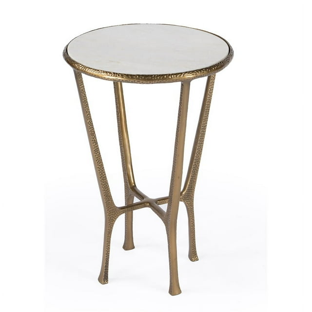 Butler Specialty Switlania White Marble & Gold Aluminum Contemporary Side Table