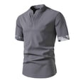 thumbnail image 1 of Camisas de Manga Corta de los Hombres Casual Color Sólido Collar de Solapa Suelto Top de Verano, Manga Corta Tops de Verano para la Comodidad Diaria, 1 of 4