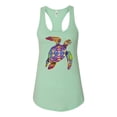 thumbnail image 2 of Wild Bobby, Colorful Rainbow Sea Turtle Animal Lover Ladies Racerback Tank Top, Mint, Small, 2 of 3