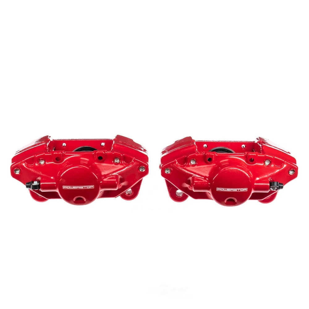 PowerStop S6264 Powder Coated Brake Caliper Pair - Rear Red