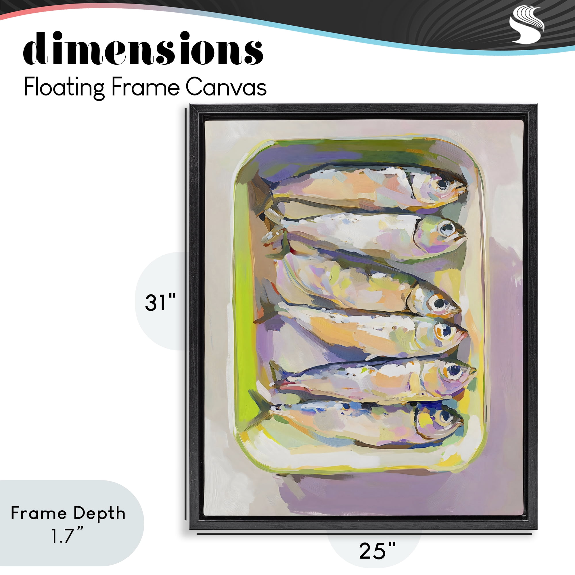 Stupell Industries Vibrant Hued Sardines Black Framed Floater Canvas Wall Art, design by The Prints Vibe