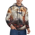 thumbnail image 2 of Goofa Romantic Flower Fox Couple for Men's Hooded Sweatshirt - Lightweight Pullover Hoodie with Kangaroo Pocket, Perfect for Everyday Wear-Small, 2 of 7