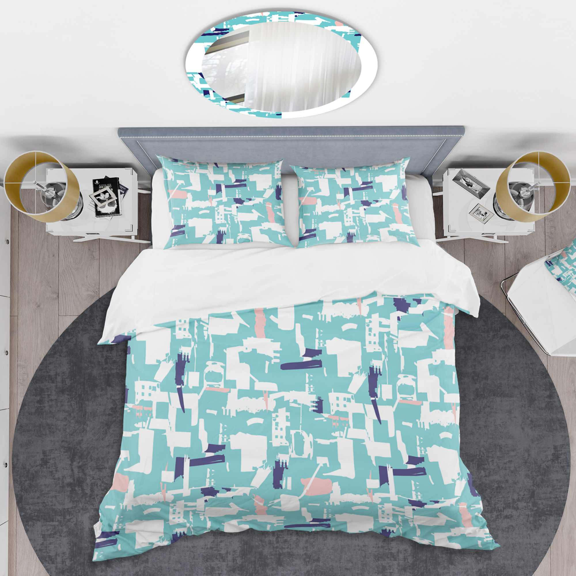 Designart 'Retro Artisan Abstract I' Mid-Century Modern Duvet Cover Set