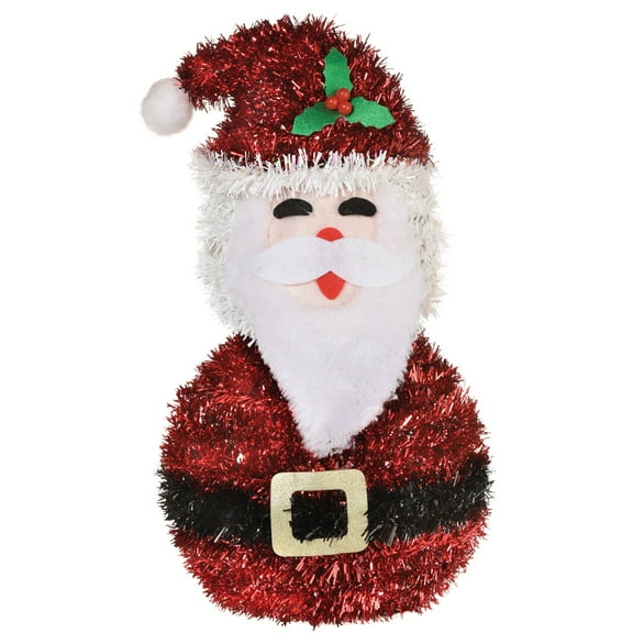 3D Deluxe Tinsel Santa - 5.5" x 5.5" x 10" | Red | 1 Pc.
