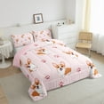 thumbnail image 2 of jejeloiu Kawaii Corgi Bedding Comforter Set,Catoon Puppy Dog Twin Comforter Sets,Pink Dogs Paw Bedding Set For Children,Super Cozy Room Decor Reversible,2 Pieces, 2 of 7