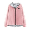 thumbnail image 5 of Women'S Winter Coats Long Sleeves Versatile Fashion Solid Color Reversible Windbreaker Zipper Hooded Casual Windproof Trendy Jacket XXL Pink, 5 of 6
