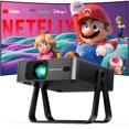 thumbnail image 1 of [Ultra-Slim 1.9 pulgadas | Licencia de Netflix | AI Auto Focus | Soporte de 360°] Mini proyector inteligente con WiFi 6 y Bluetooth, Netflix/YouTube/Disney+/Hulu, proyector de película DBPOWER N5 para, 1 of 5