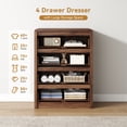 thumbnail image 4 of ASTUVIA 4 Drawers Dresser for Bedroom, 40" Tall Chest of Drawers with Curved Profile Design, Mid Century Fluted Storage Dressers Organizer,Brown, 4 of 9