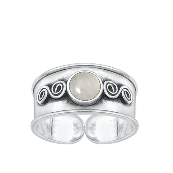 Sterling Silver Moonstone Toe Midi Bali Adjustable Ring .925 Band Jewelry Female Unisex