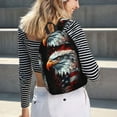 thumbnail image 6 of Honeii USA Bald Eagle Print Canvas College Laptop Backpack, Durable Rucksack Travel Notebook Bag School Backpack Book Bag for Men Women-Small, 6 of 7