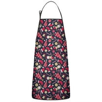 Dark Blue Christmas Pattern Apron-Garden Aprons for Women with Pockets-Cotton Linen Waterproof Kitchen Cooking Gardening Aprons Adjustable for Kitchen,Cooking,BBQ and Salon 33"x27"