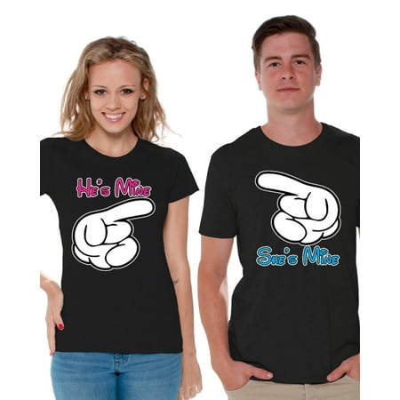 Funny Girlfriend T-shirts - Awkward Styles He's Mine She's Mine T Shirts for Couples Boyfriend and Girlfriend Matching Couple Shirts Cute Couple Gifts for Anniversary Happy Valentine's Day Tshirt for Couples Funny Couple Shirts