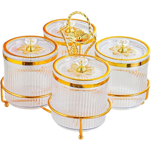 Dried Fruit Serving Tray, 4-Compartment Divided Snack Bowl, Clear Appetizer Organizer for Candy and Nuts