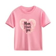 thumbnail image 4 of Spazoro Toddler Girls T-shirts, Casual Summer Love Mom Crewneck Short Sleeve Tops Pink Size 2-13T, 4 of 7