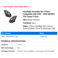 thumbnail image 2 of Headlight Assembly Set 2 Piece - Compatible with 2003 - 2005 INFINITI G35 Coupe 2-Door 2004, 2 of 2