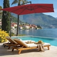 thumbnail image 2 of FUNDAZE 8x8ft Hanging Cantilever Patio Umbrella with Base, Square Outdoor Sun Shade with Crank & Tilt for Garden, Backyard, Deck,Red, 2 of 10