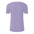 thumbnail image 5 of WTXUE T-Shirts Short Sleeve, Slit Neck Shirts for Women's Pleated Button Open Loose T Shirt Top Solid | Casual for Women Purple XL, 5 of 5