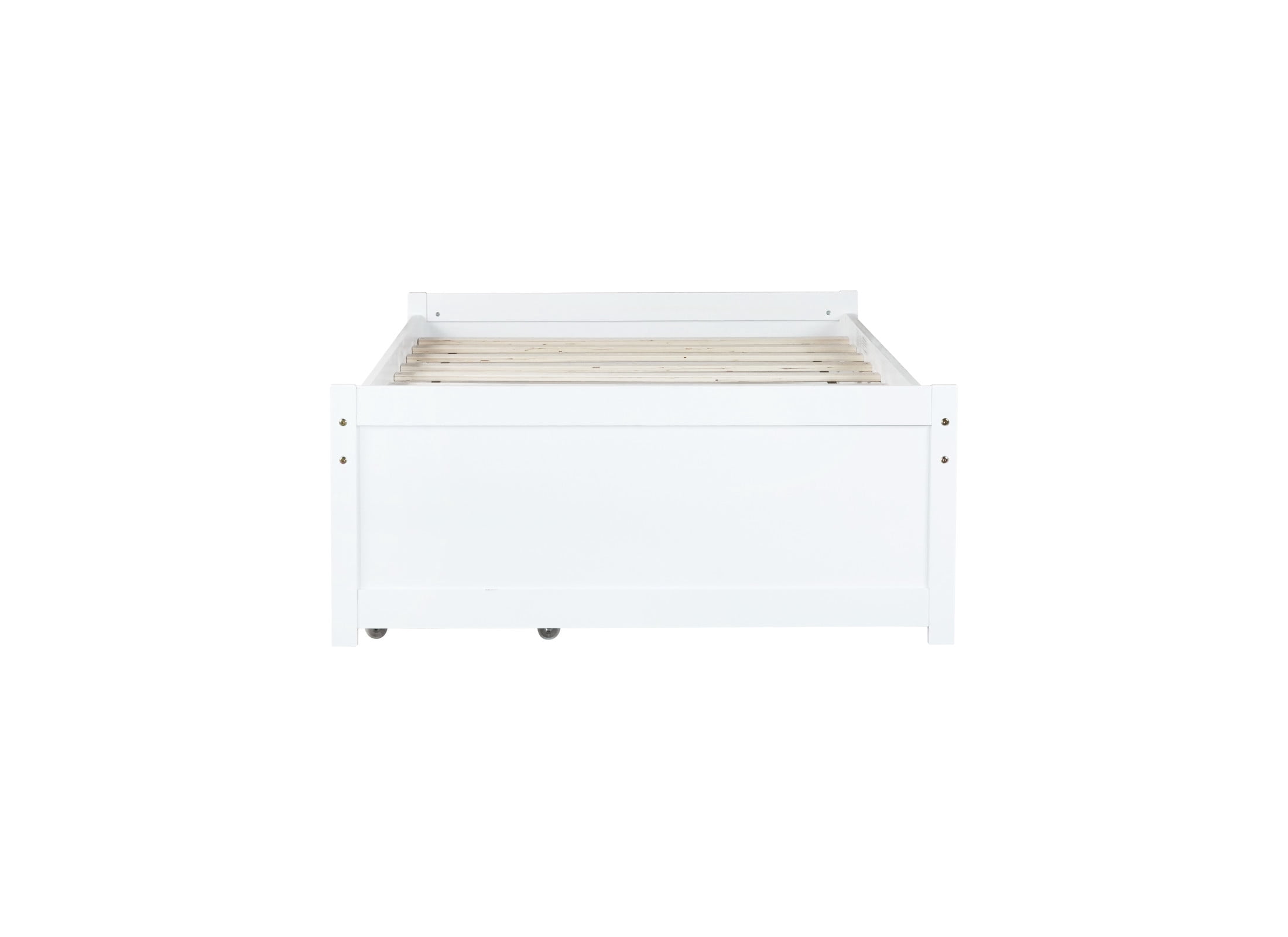 Noble House Opal Twin Bed with Integrated Storage Drawers, Solid Rubber Wood Platform Bed Frame, White