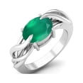 thumbnail image 2 of 925 Sterling Silver 9X7MM Oval Shape Green Onyx Solitaire Women Valentines Day Gifts Ring, 2 of 4