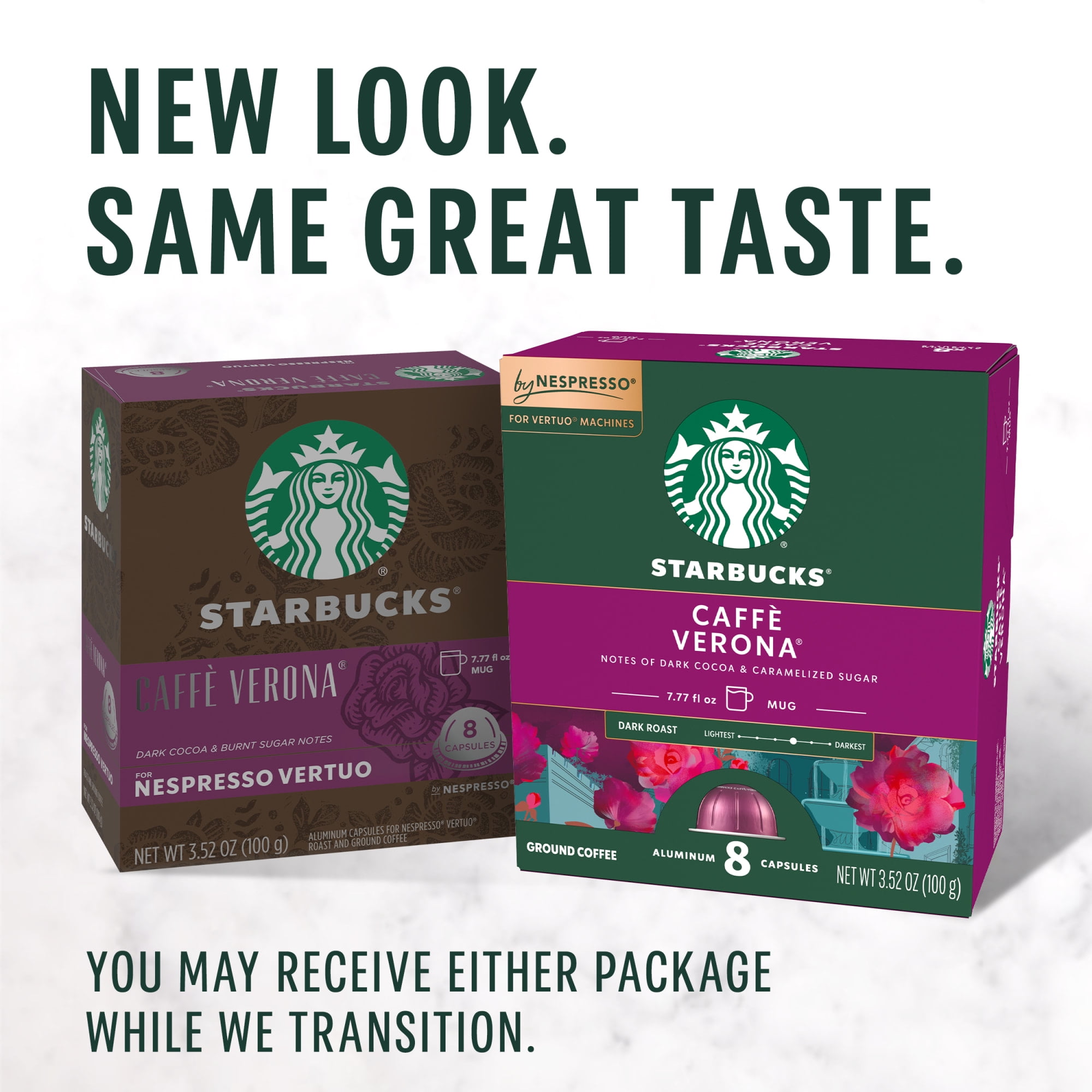 Starbucks by Nespresso Vertuo Line, Caffè Verona, Dark Roast Nespresso Pods, 8 Count