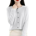 thumbnail image 2 of Cardigans for Women Lightweight Crewneck Long Sleeve Button Down Sweaters Soft Basic Ribbed Knit Tops White M, 2 of 6