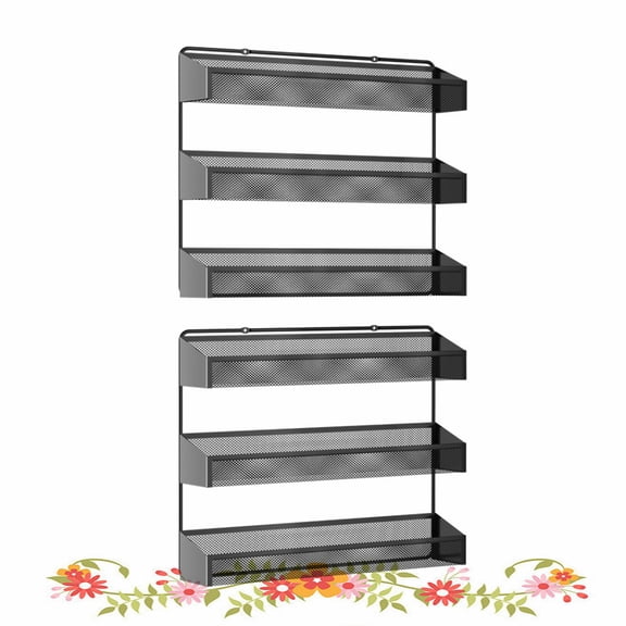 Fuleadture 2 Pieces 3 layers Spice Seasoning in Home,(Black)