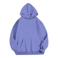 thumbnail image 3 of Oversized Hoodies with Pocket Women Cotton Plain Pullover Hooded Sweatshirts Sweater Long Sleeve Fleece Lined Tops (L, Purple 01), 3 of 5