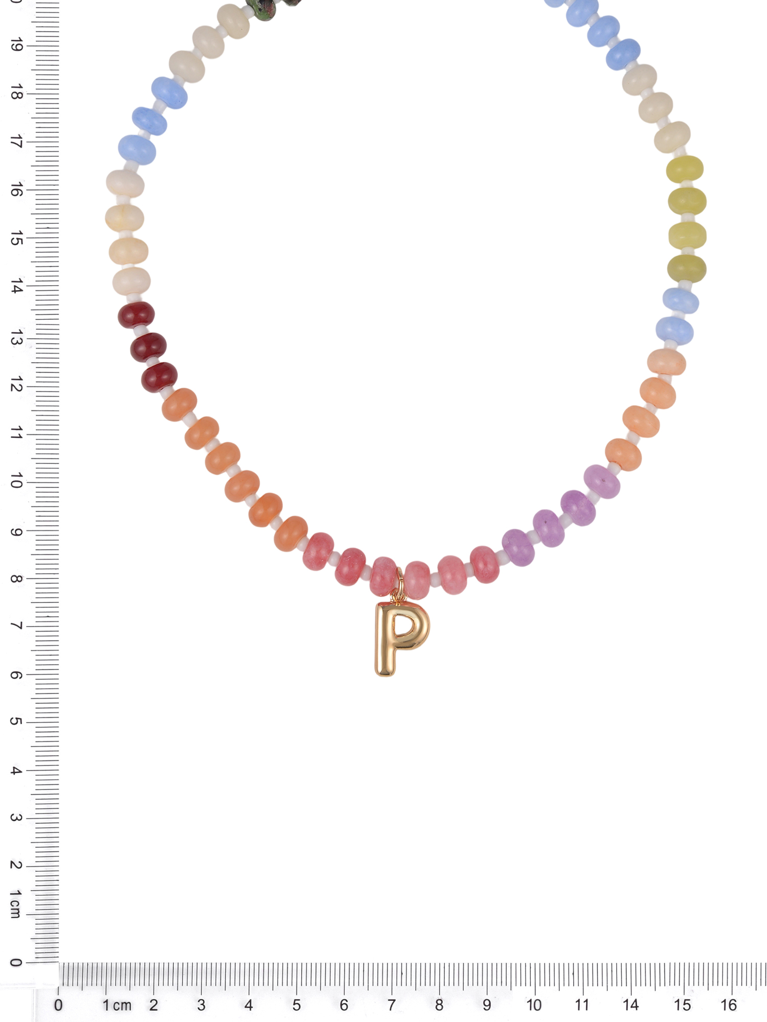 Time and Tru Goldtone Multicolored Bead Initial "P" Necklace