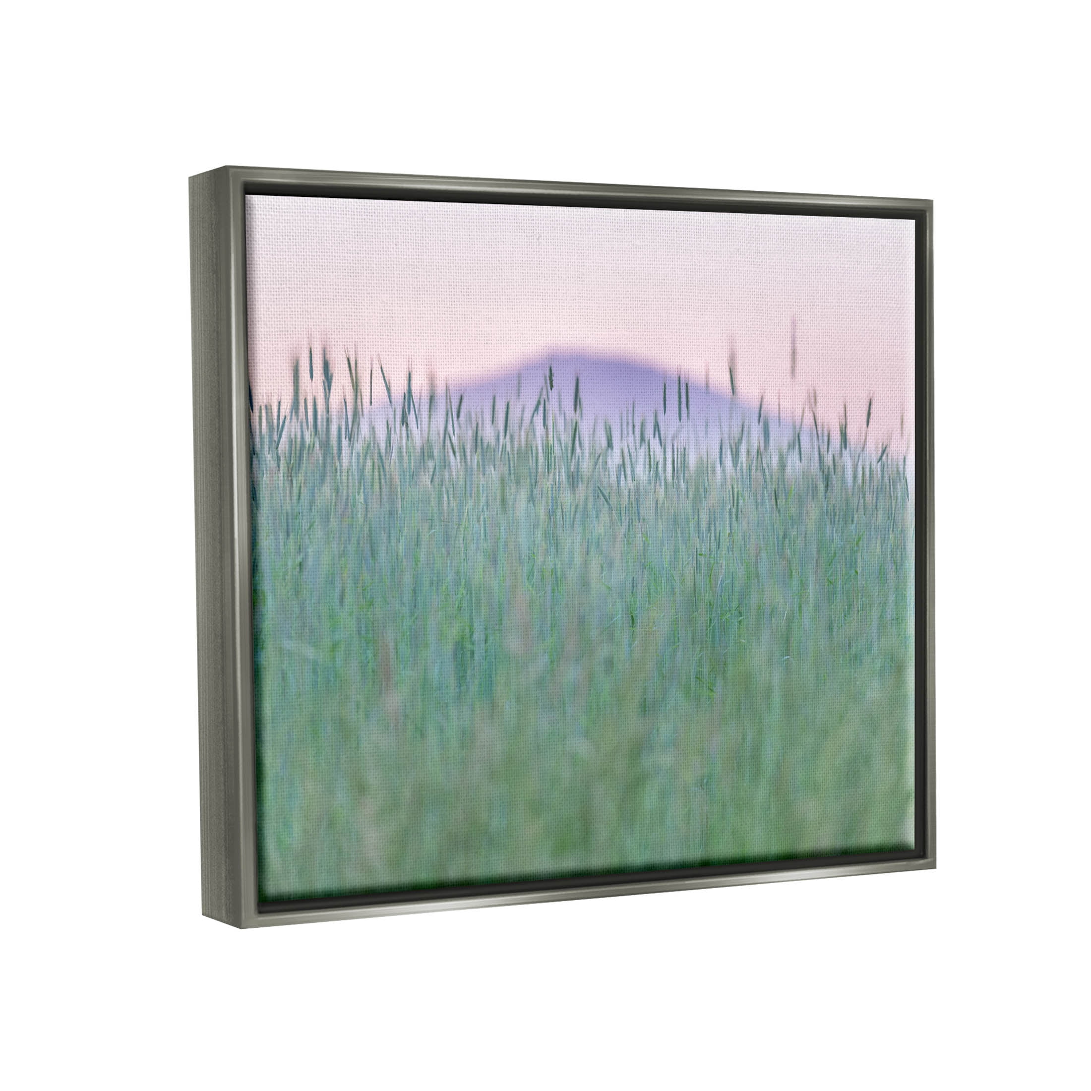 Wheat Field Pastel Mountain Peak Landscape Photograph Luster Gray Framed Art Print Wall Art
