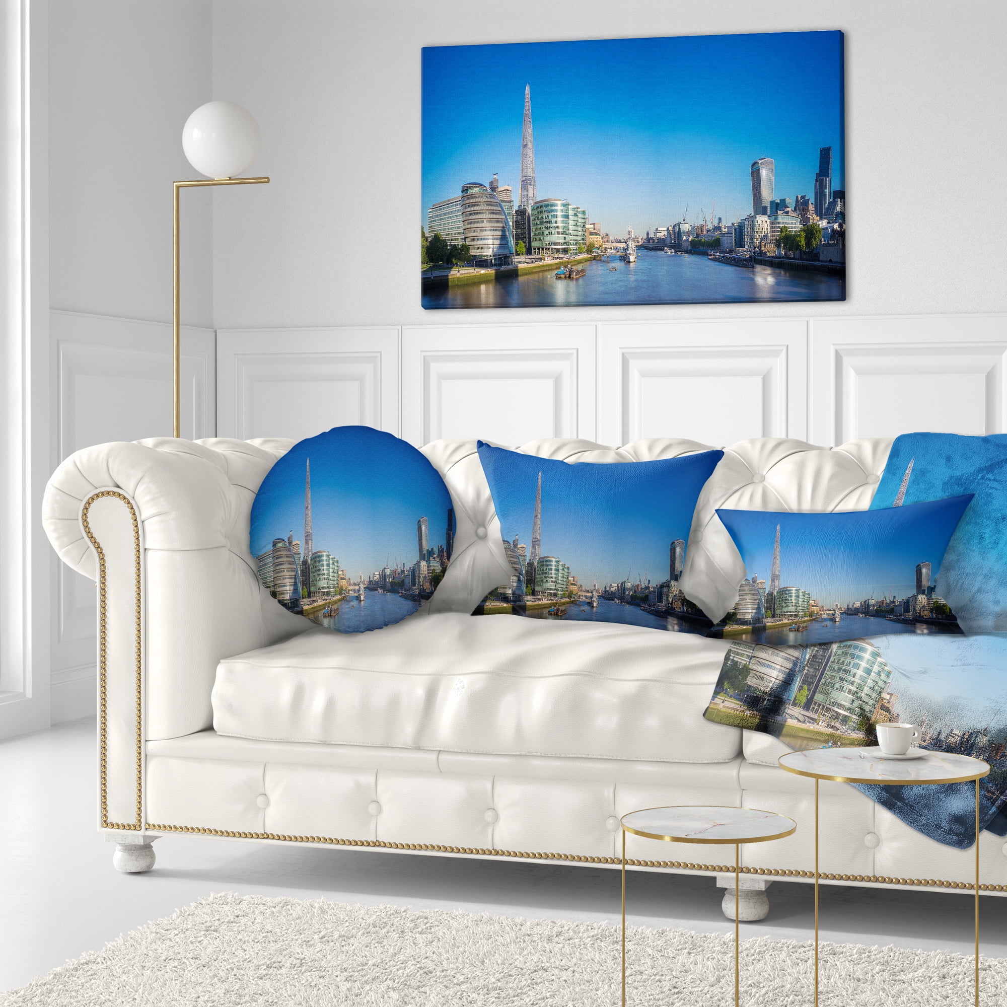 Designart London Panoramic Shot - Cityscape Photo Throw Pillow - 12x20