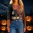 thumbnail image 6 of Trgacdwlo Halloween Womens Sweatshirt Retro Ghost Halloween Pumpkin Long Sleeve Womens Tunic Tops Funny Pumpkin Ghost Fall Pullover Shirts, 6 of 8