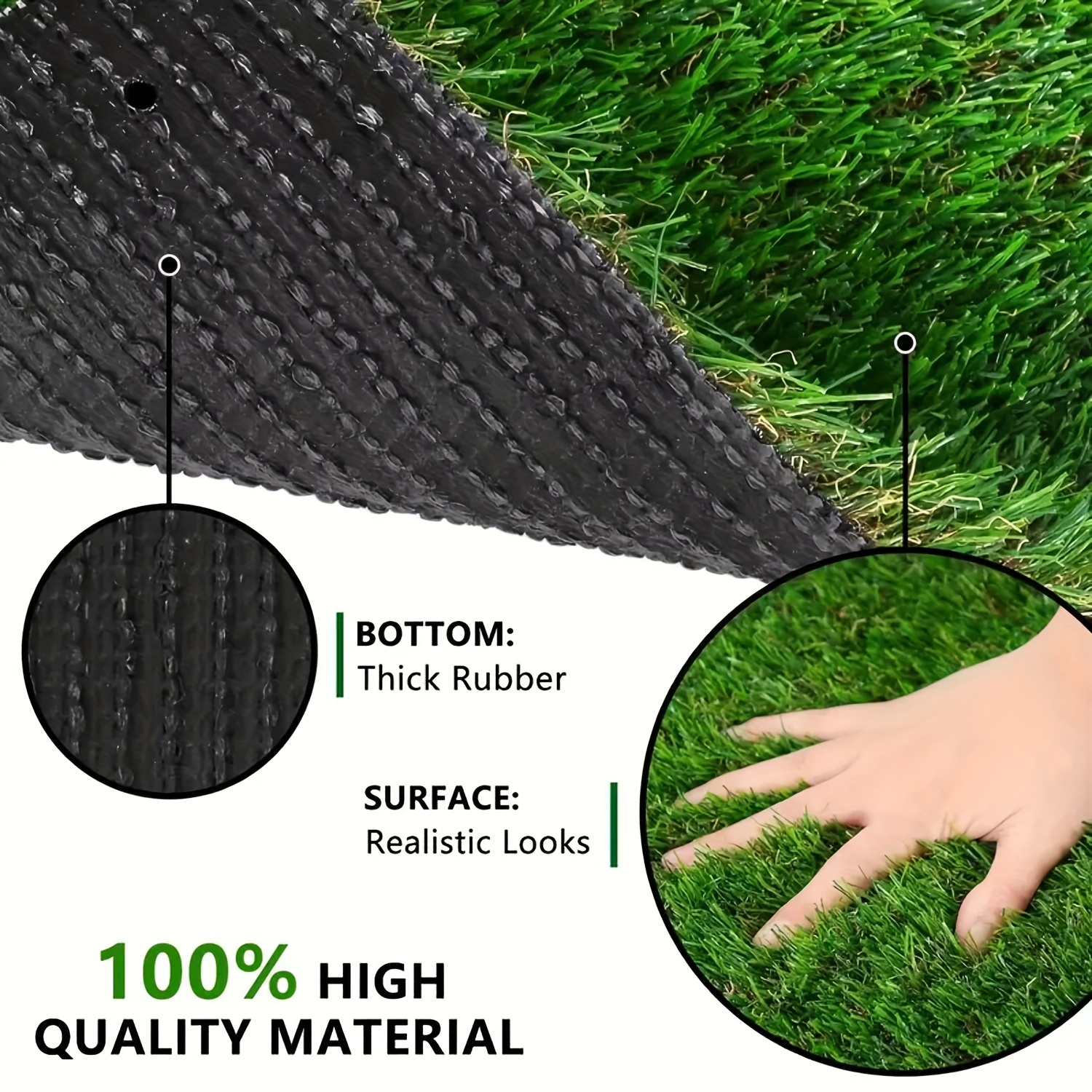 Realistic artificial grass mat, 3 feet x 10 feet artificial turf indoor and outdoor garden lawn landscape, artificial grass blanket with drainage holes