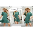 thumbnail image 2 of SHIBEVER Summer Dresses for Women Casual Short Sleeve Ruffle Hem Shirt Dress Crew Neck Swimming Skirts Loose Mini Dresses, 2 of 9