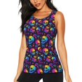 thumbnail image 1 of Balery mushroom rainbow color Skull Camiseta sin mangas estampada ligera para mujer, tops de entrenamiento sin mangas, camisetas de yoga transpirables de secado rápido.-Large, 1 of 7
