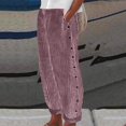 thumbnail image 2 of Huesdet Women Wide Leg Linen Pants, High Waisted Summer Casual Cotton Linen Palazzo Pants with Pockets(,L), 2 of 5