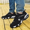 thumbnail image 2 of Men'S Air Cushion Sneakers - Breathable Mesh & PU Upper, Geometric Design, Sporty Look | Comfortable Fit - St. Patrick'S Day Halloween Black/White Colorway for Outdoor Running, Casual Attire,, 2 of 9