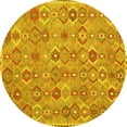thumbnail image 1 of Ahgly Company Indoor Round Abstract Yellow Contemporary Area Rugs, 4' Round, 1 of 4