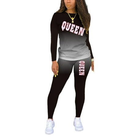 

Beiwei Ladies Two Pieces Outfits Pjs Lounge Set Slim Leg Baggy Pajamas Sets Letters Print Home Clothes Nightwear Black 4XL