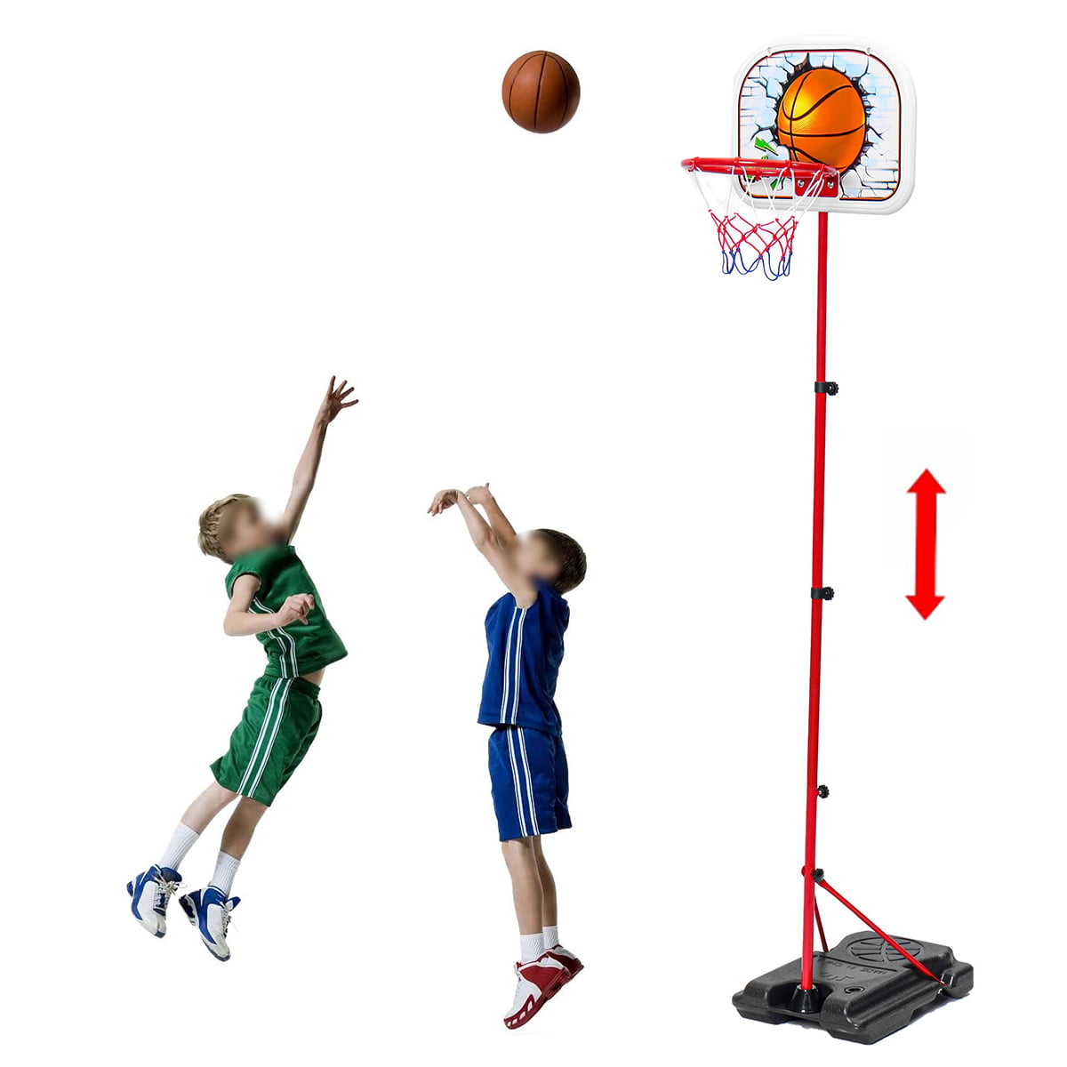 Basketball Hoop Stand Backboard System for Kids Junior Basketball Toys Set with 67" Adjustable Height Portable Stand Basketball Set Sport Game Play Toys Set Indoor Outdoor Fun Toys