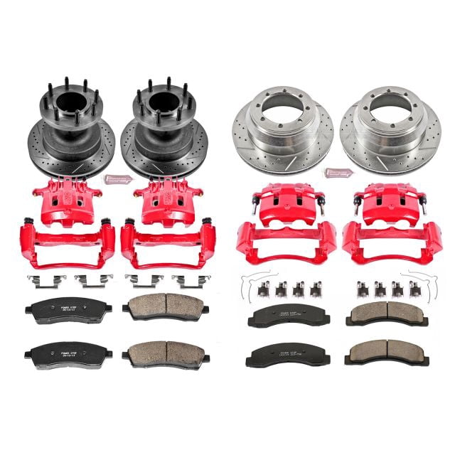 PowerStop Front and Rear Z23 Evolution Sport Brake Pad and Rotor Kit with Red Powder Coated Calipers Fits: FORD Select Models KC2868