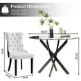 thumbnail image 5 of 5-Piece Modern Round Glass Dining Table Set, 36" Clear Tempered Glass Top with White and Black Velvet Nailhead Trim Chairs, for Dining Rooms, Living Rooms, Small Spaces, 5 of 7