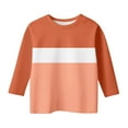 thumbnail image 4 of GYUJNB Girls Long Sleeve Round Neck Color Block Tee Soft Comfortable Casual Top for Toddler Kids Stylish Everyday Wear,Size:5-6 Years, 4 of 5
