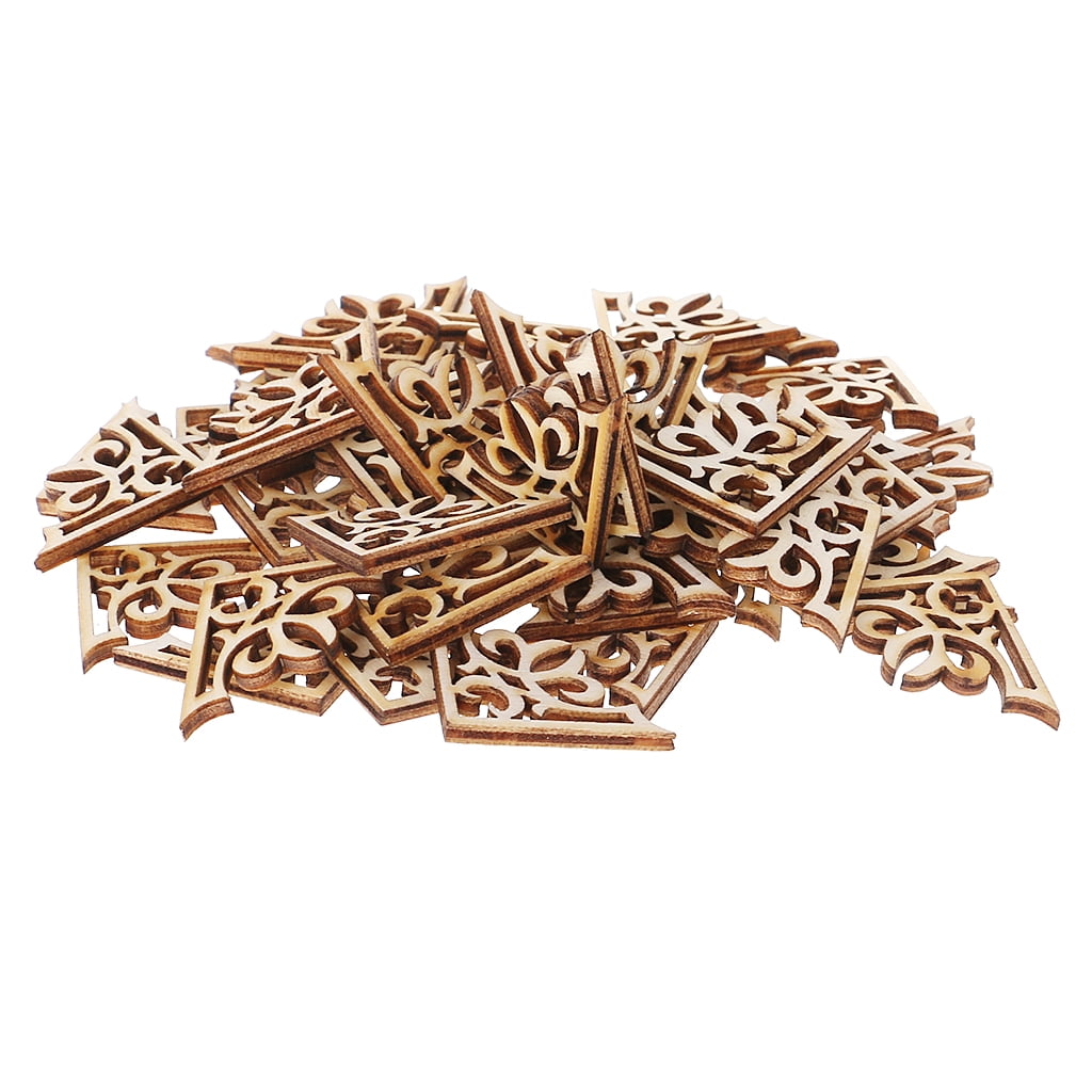 ✪ 50pcs Laser Cut Wood Embellishment Wooden Shape Craft Wedding Decor