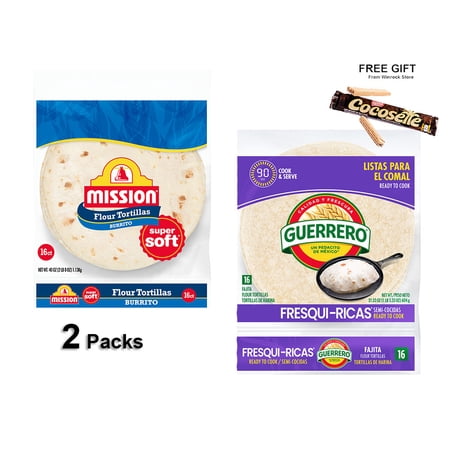 Guerrero Fresquiricas Ready to Cook Fajita Flour Tortillas, 21.33 oz, 16 Count and Mission Super Soft Burrito Flour Tortillas, 20 oz, 16 Count (2 Packs) - Winrock Store Offer