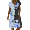 thumbnail image 2 of CENGNIAN Womens Plus Size Sun Dress on V-Neck Casual Temperament Pullover Short Sleeve Print Loose Dress, 2 of 5